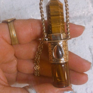 Roller bottle necklace, Custom Crystal point, Essential Oil necklace, Crystal jewelry,mermaid image 3