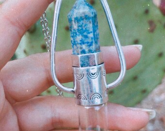 Essential Oil necklace,Roller bottle necklaces,crystal,blue lapis,rainbow