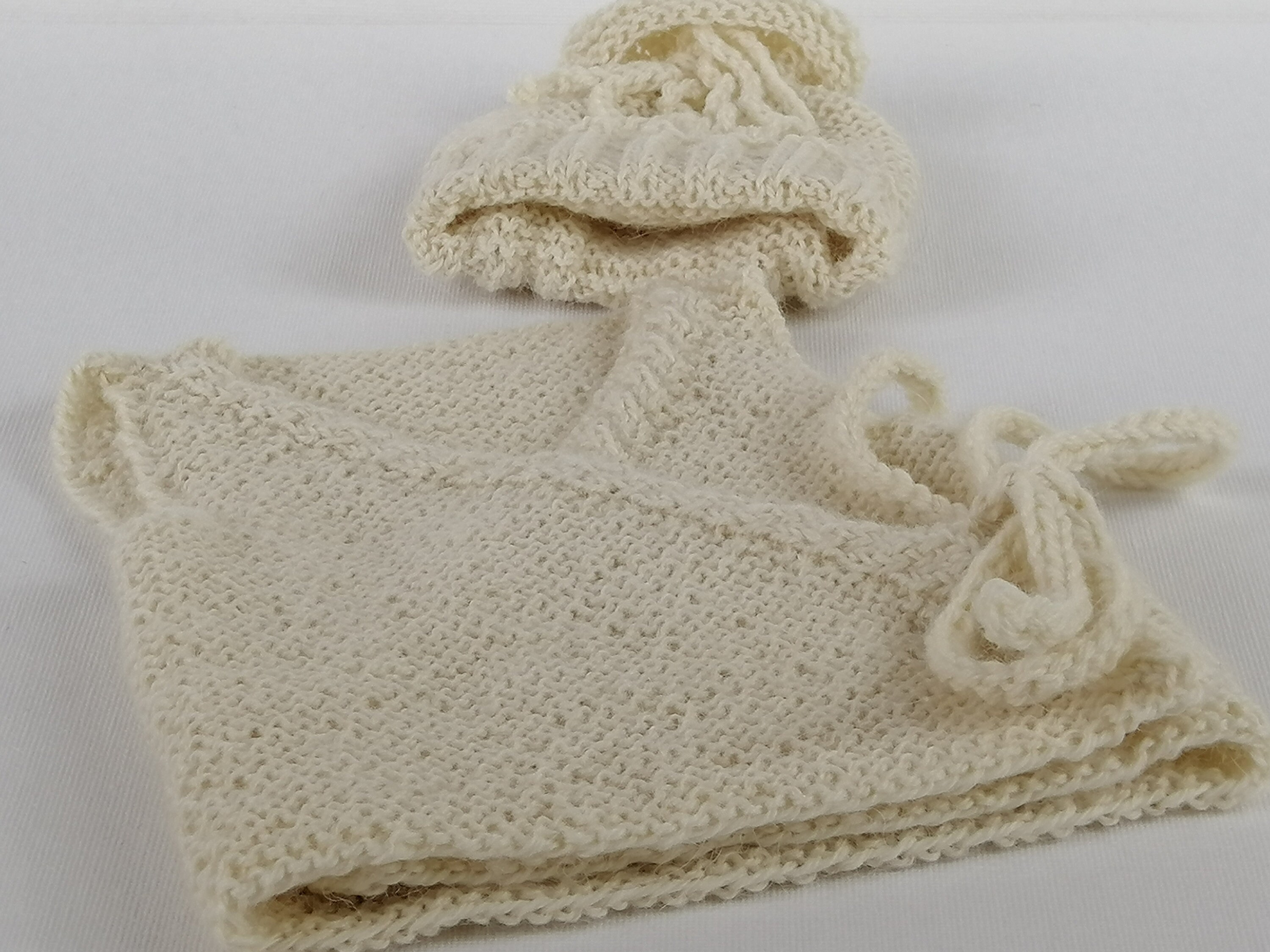 Knitted Baby Set, Woollen Premmie Set, Infant Vest and Hat, Handknit ...