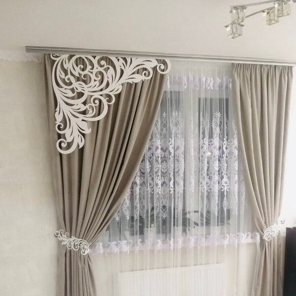 Décorations de fenêtres rideaux Laser lambrequin Panel Sheer Curtain Commande personnalisée à vos mesures
