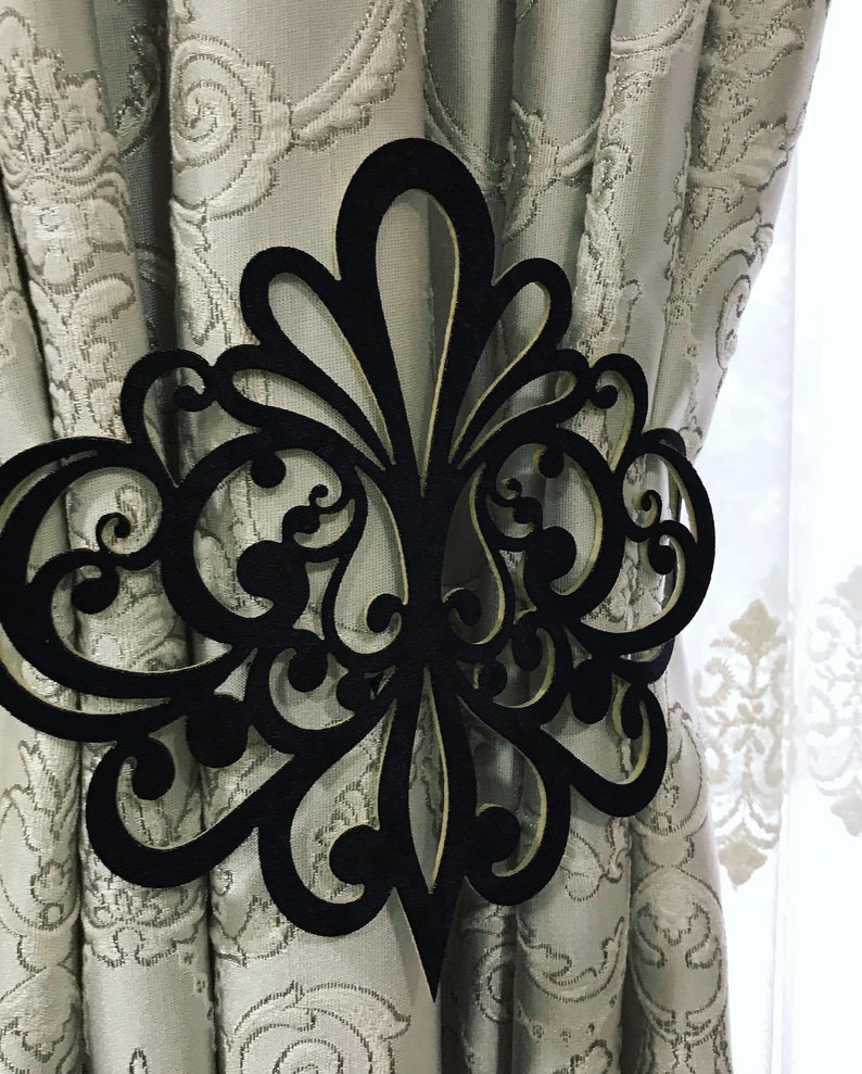 Vintage Curtain Tie Backs Black Color Etsy