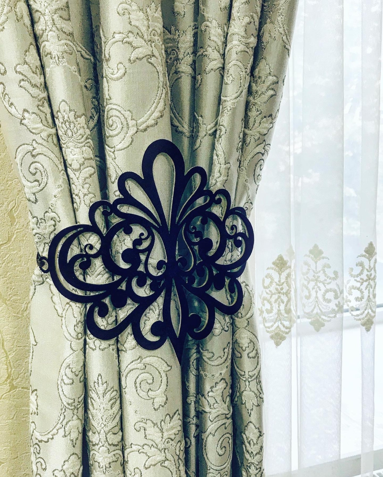 Vintage Curtain Tie Backs Black Color Etsy