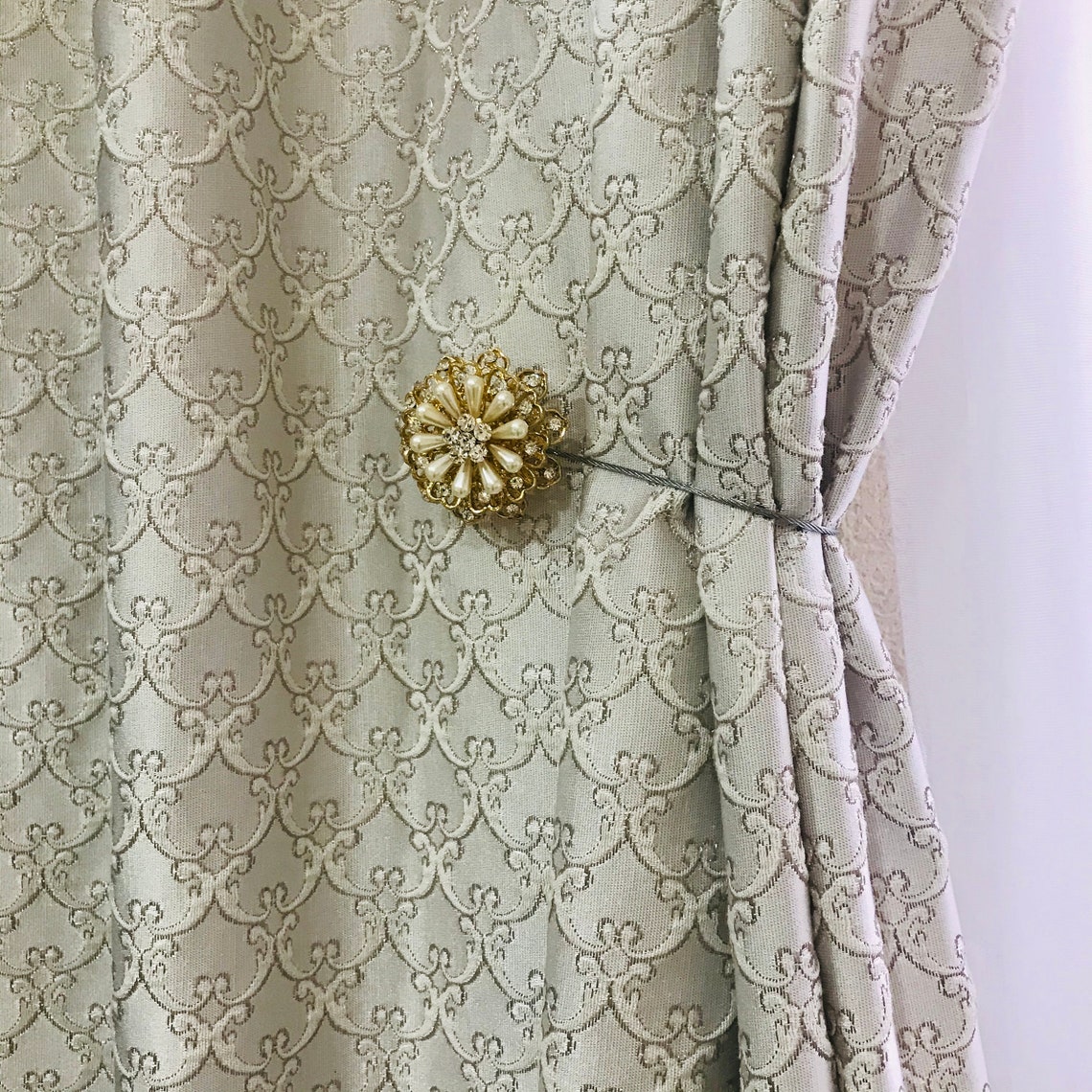 For Curtains Rhinestones Tie Backs Style Tie Etsy