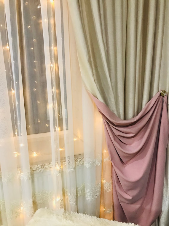 Pink and 2024 gold curtain fabric