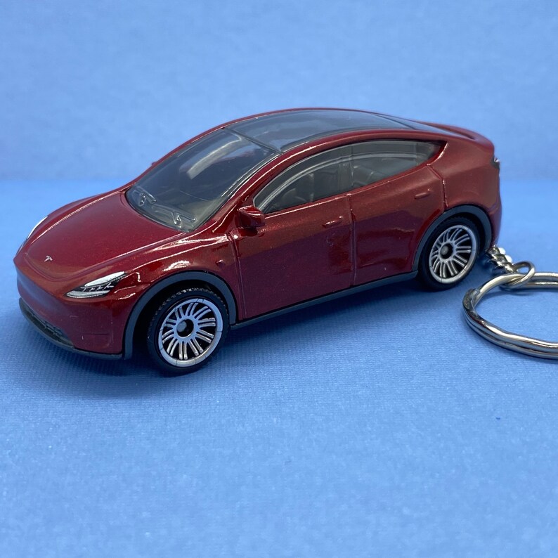 Tesla Model Y Matchbox Car Keychain Keyring Dark Red Suv Etsy New Zealand