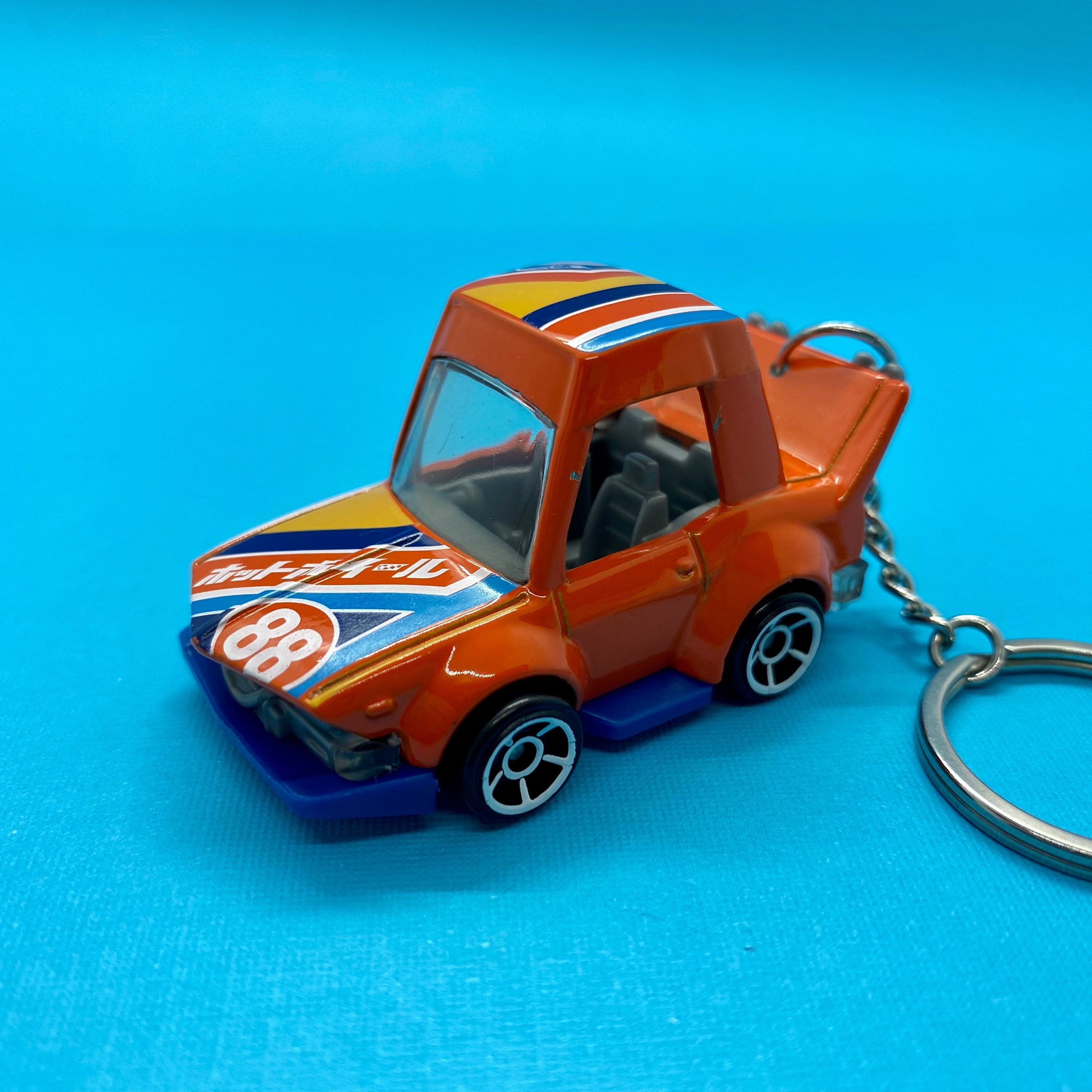 Orange & Blue Personalized Race Car Number Keyring