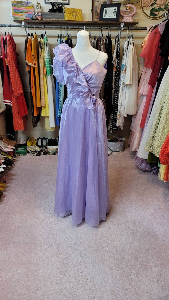 XS 1970s purple iridescent formal dress