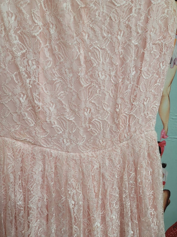 S/XS vintage pink lace dress 34-24 - image 5