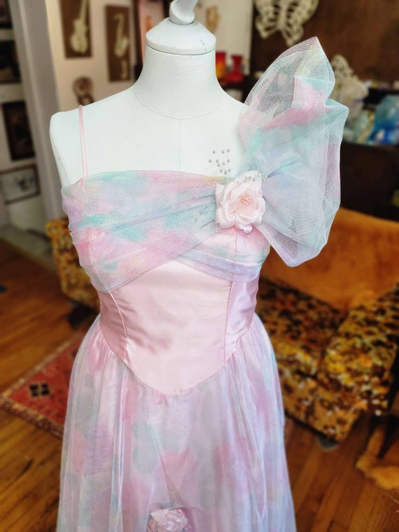 S/XS vintage pink formal dress 90s barbie - image 6