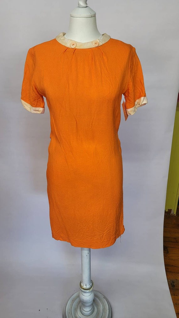 1960s S/M orange mod vintage dress