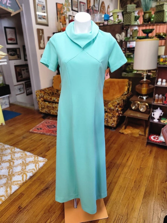 vintage myrette maxi dress mint green L - image 1