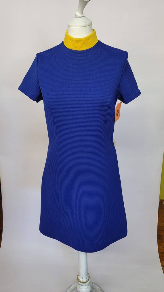 1960s blue mod vintage dress - image 1