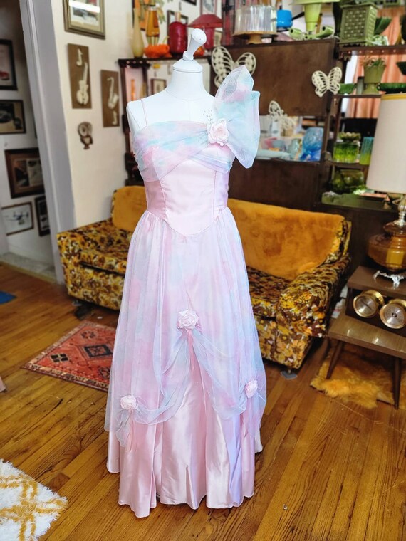 S/XS vintage pink formal dress 90s barbie - image 1