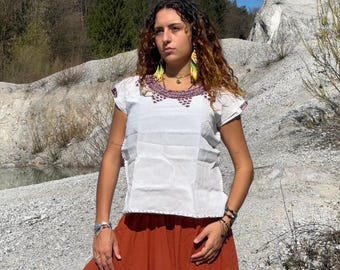 Blouse mexicaine de cérémonie Chamula avec broderie faite main