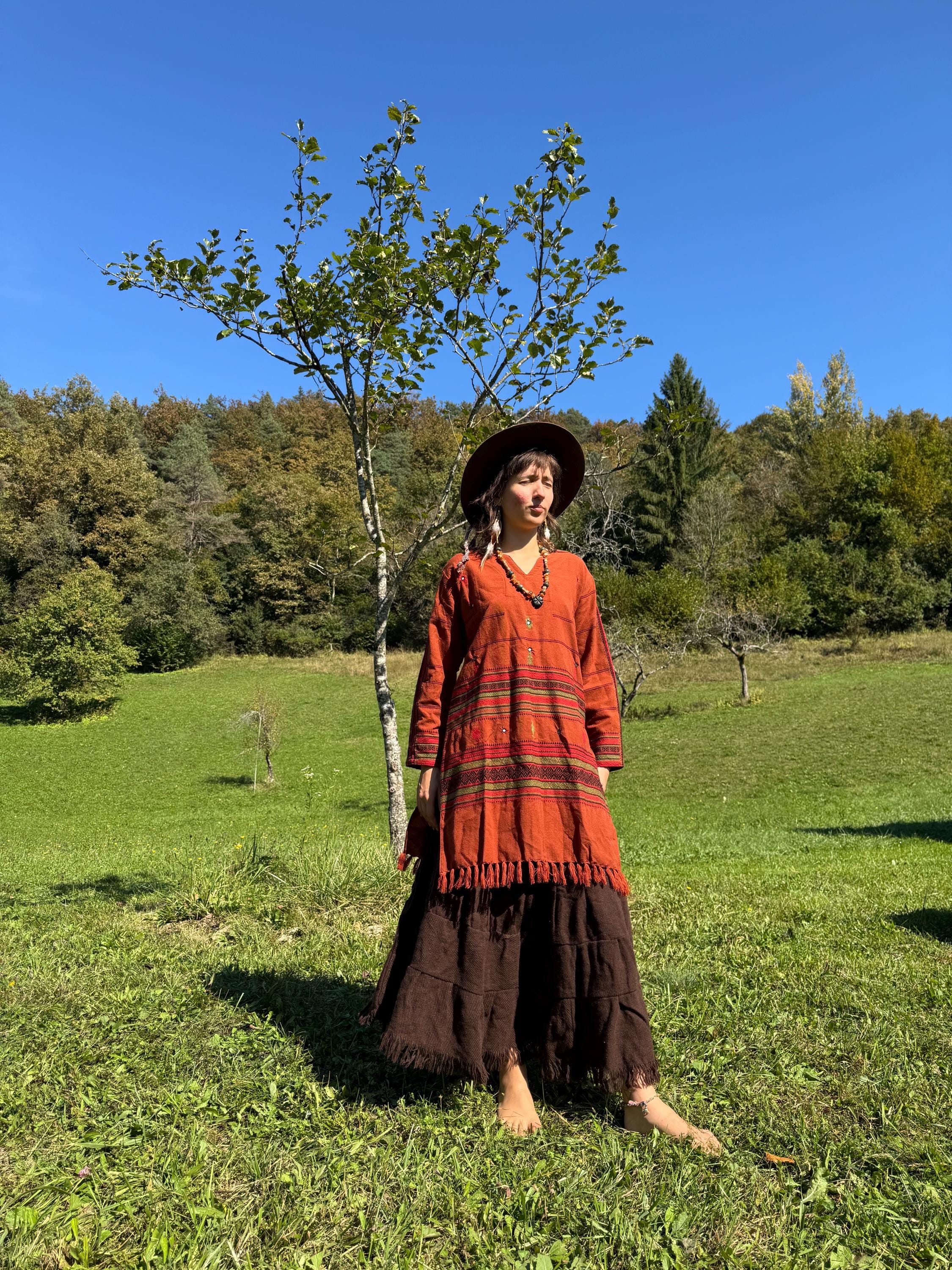 Abito Chemisier Tribal T-Shirt Dress Per Donna, Jersey Di Cotone, Aderente, Con Collo A Scoop E Maniche A Cappuccio