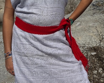 ceinture de cérémonie rouge mexicaine de protection pour temazcal inipi