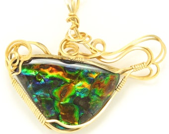 Rodinia - Stunning Wrapped Ammolite Pendant