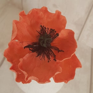 Handmade Red Sugar Gumpaste Poppy flower