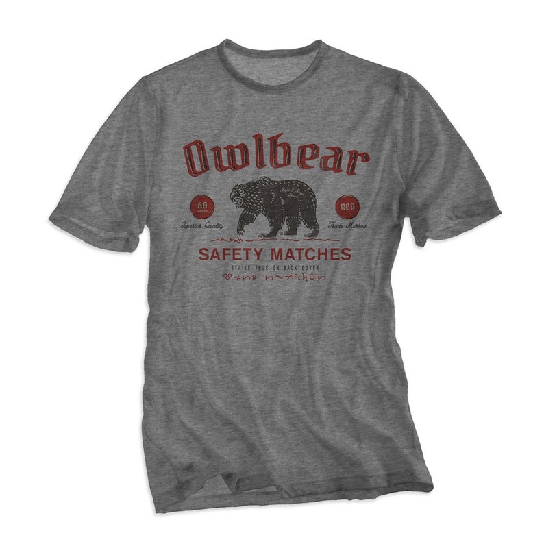 D&D Owlbear t-shirt Dungeons and Dragons Vintage Style DnD Tee Dungeon Master Gift Gamer shirt XS S M L XL Gray