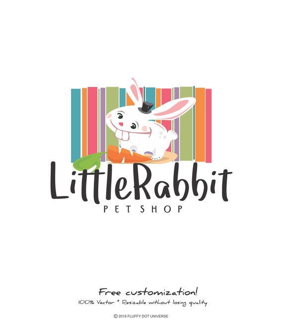 Little Rabbit Logo Colors Logo White Rabbit Logo Pet Logo Etsy