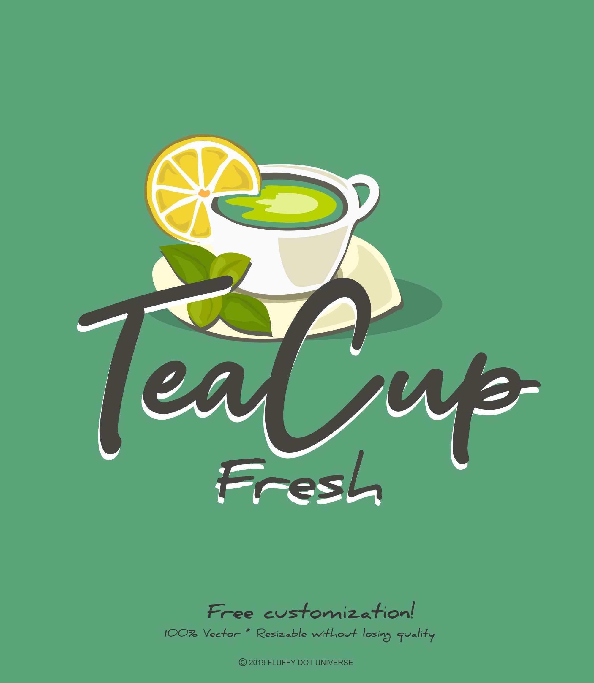 Tea Cup Logo Refreshment Logo Cafe Logo Cup Drink Green Etsy