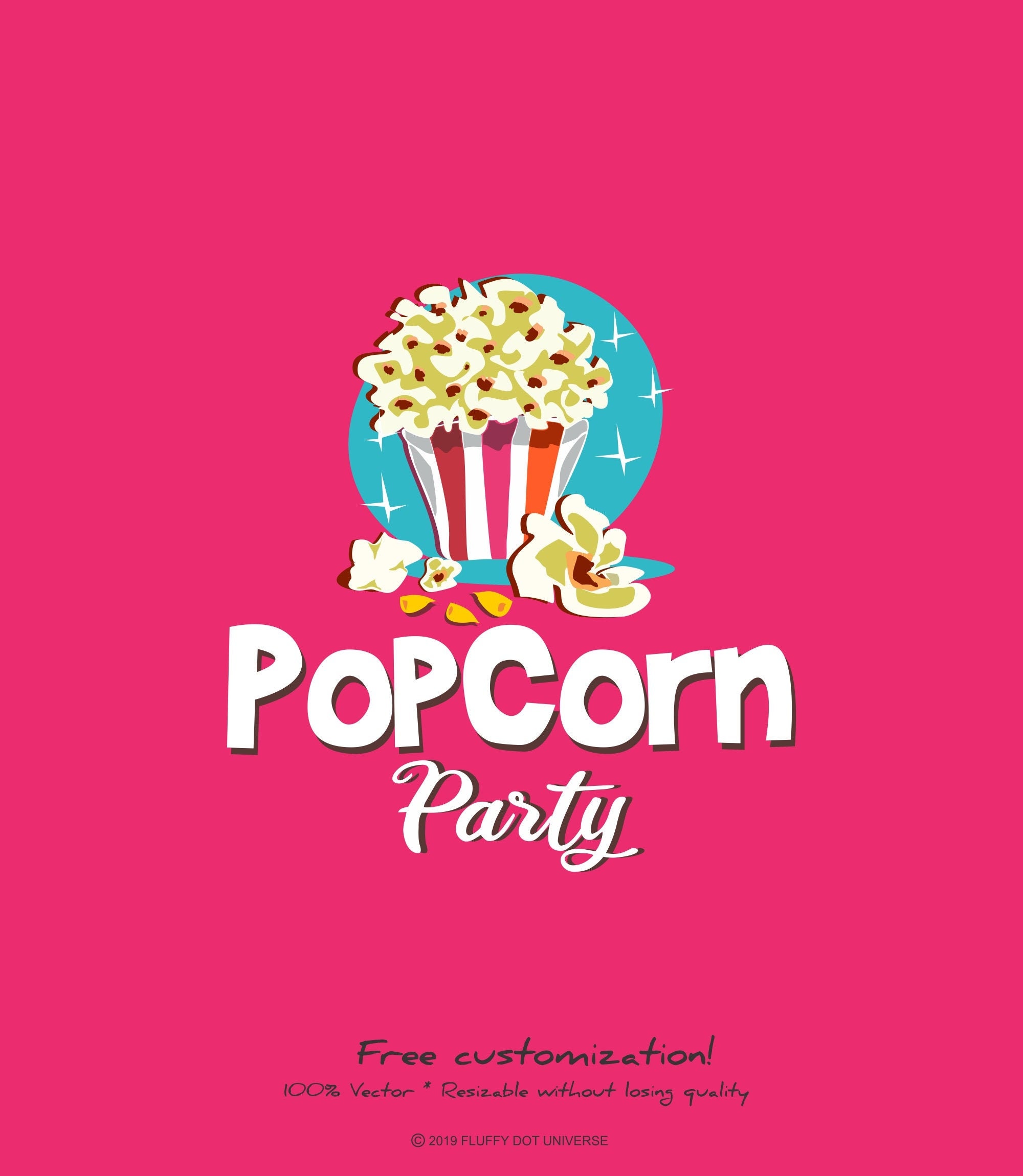 Popcorn Logo, Party Logo, Movie Logo, Cinema Logo, Fun Logo, Film Logo