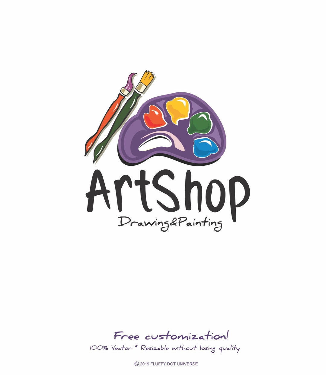 Art Shop Logo, Paint Logo, Creative Logo, Brush Logo, Colors, Art