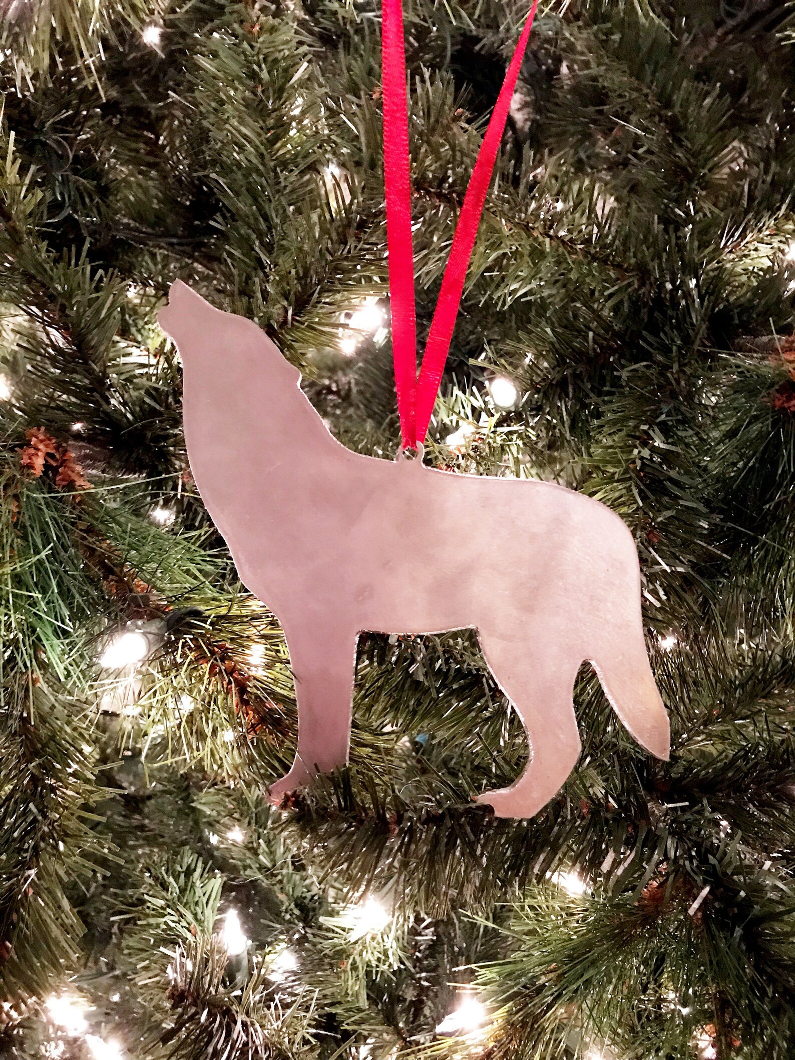 Metal Wolf Ornament Wolf Christmas Ornament Aluminum Wolf Etsy