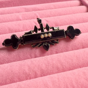 Broche de deuil victorienne antique