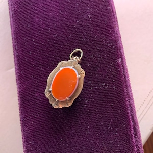 Antique Black and Orange Mourning Locket | Onyx and Sardonyx | 10k Gold