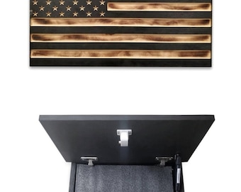 Engraved Concealment Wooden Flag Home Decor 13"x24" Black and Burnt FREE SHIPPING