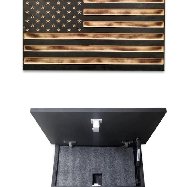 Engraved Concealment Wooden Flag Home Decor 13"x24" Black and Burnt FREE SHIPPING