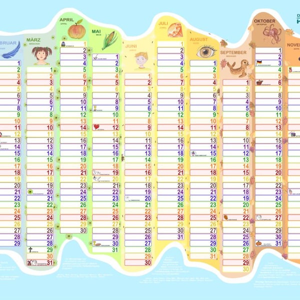 De kinderkalender 2024 jaarplanner Din A1 Ulrike Saitta