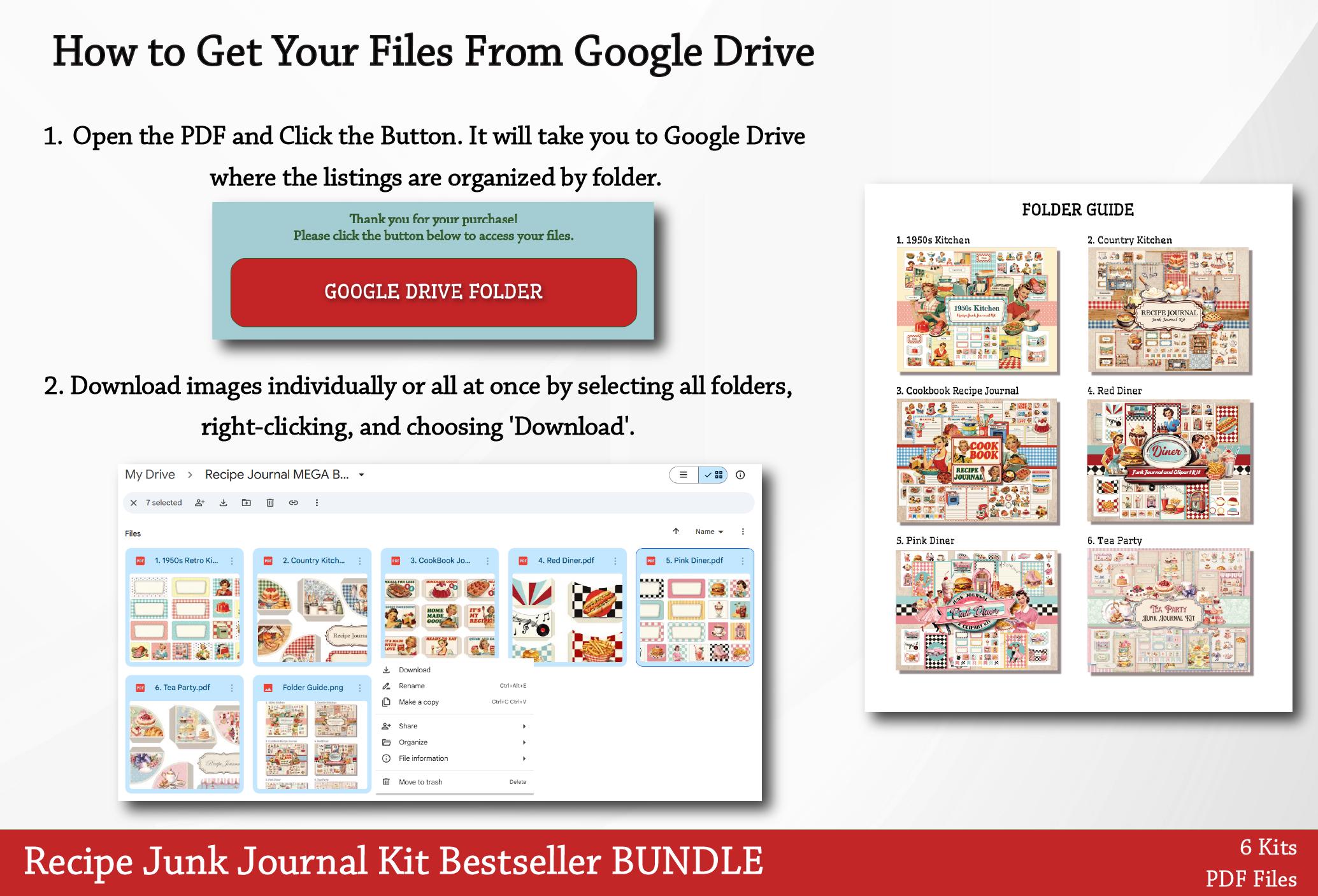 BESTSELLER BUNDLE Retro Kitchen Recipe Junk Journal Kit, Fussy Cut ...