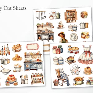 Country Kitchen Recipe Junk Journal Kit, Fussy Cut, Vintage Scrapbook ...