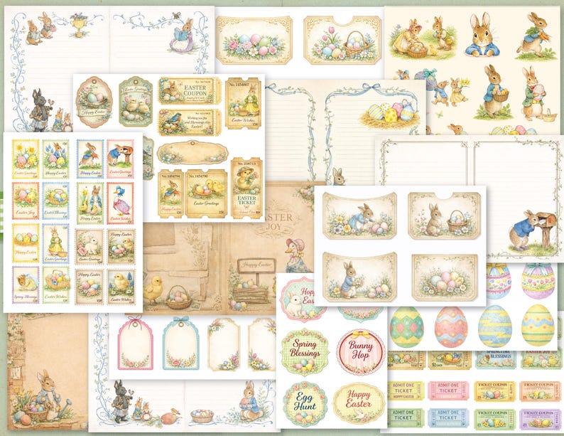 Easter Storybook Junk Journal and Ephemera Kit, Whimsical Vintage ...