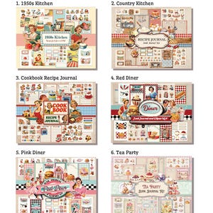 BESTSELLER BUNDLE Retro Kitchen Recipe Junk Journal Kit, Fussy Cut ...