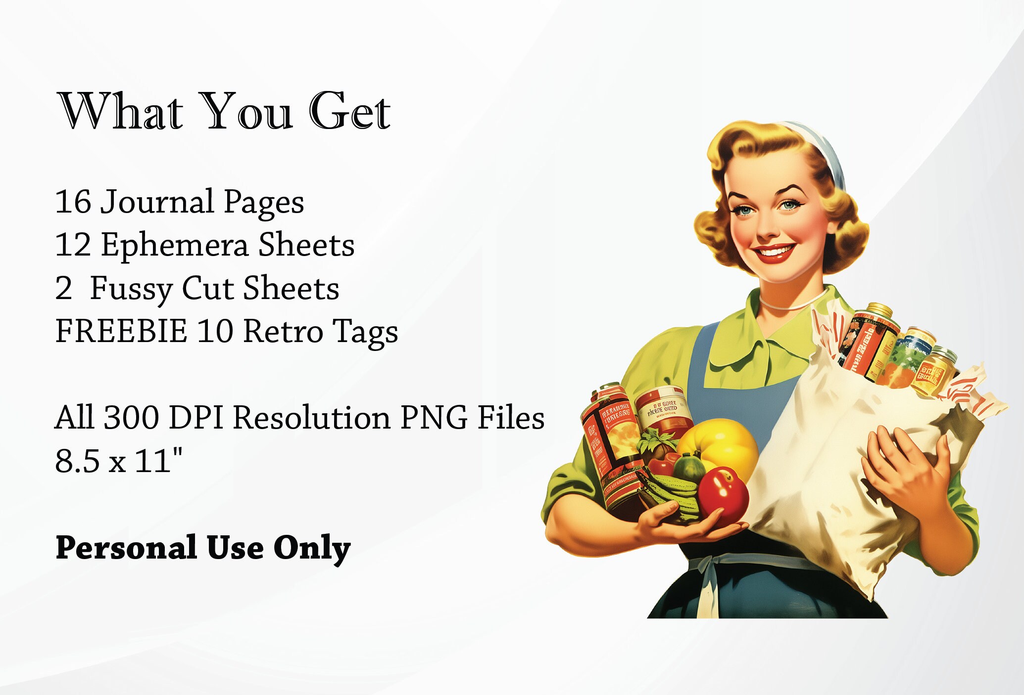 Retro Kitchen Recipe Junk Journal Kit, Fussy Cut, Vintage Scrapbook Kit ...
