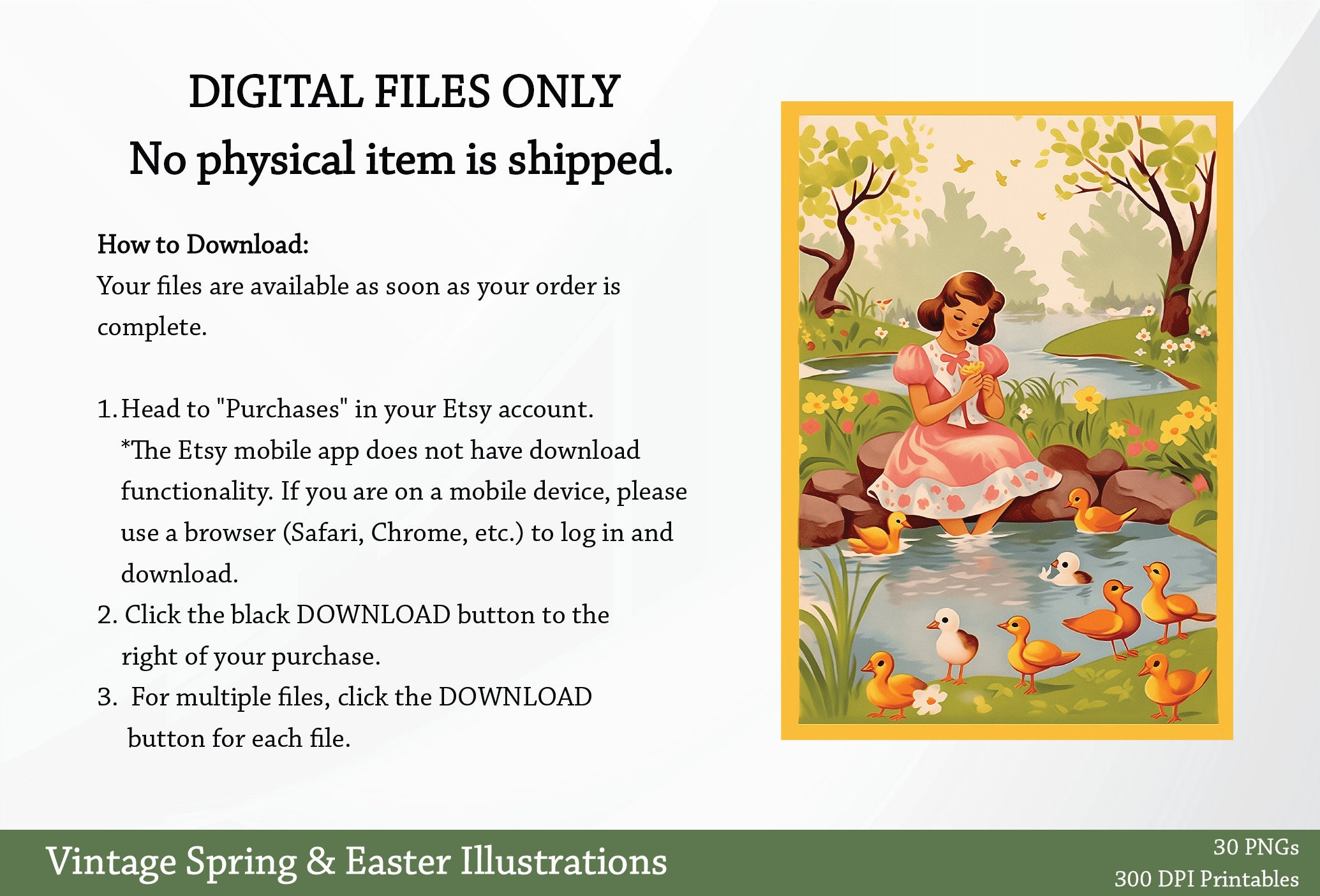 Retro Easter Spring 30 High-quality Vintage Easter Spring Illustrations Bundle, Easter ...