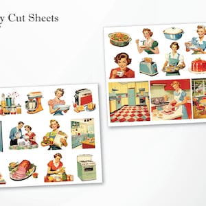 Retro Kitchen Recipe Junk Journal Kit, Fussy Cut, Vintage Scrapbook Kit ...