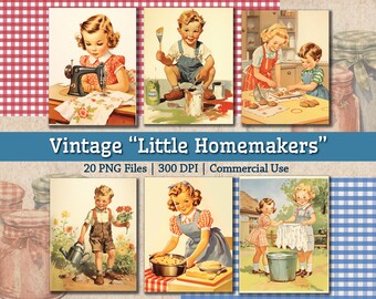 Vintage 1950s Little Homemakers Printable Images, Retro Housekeeping Homemaking  Clipart, Cooking Household Chores, Junk Journal Collage
