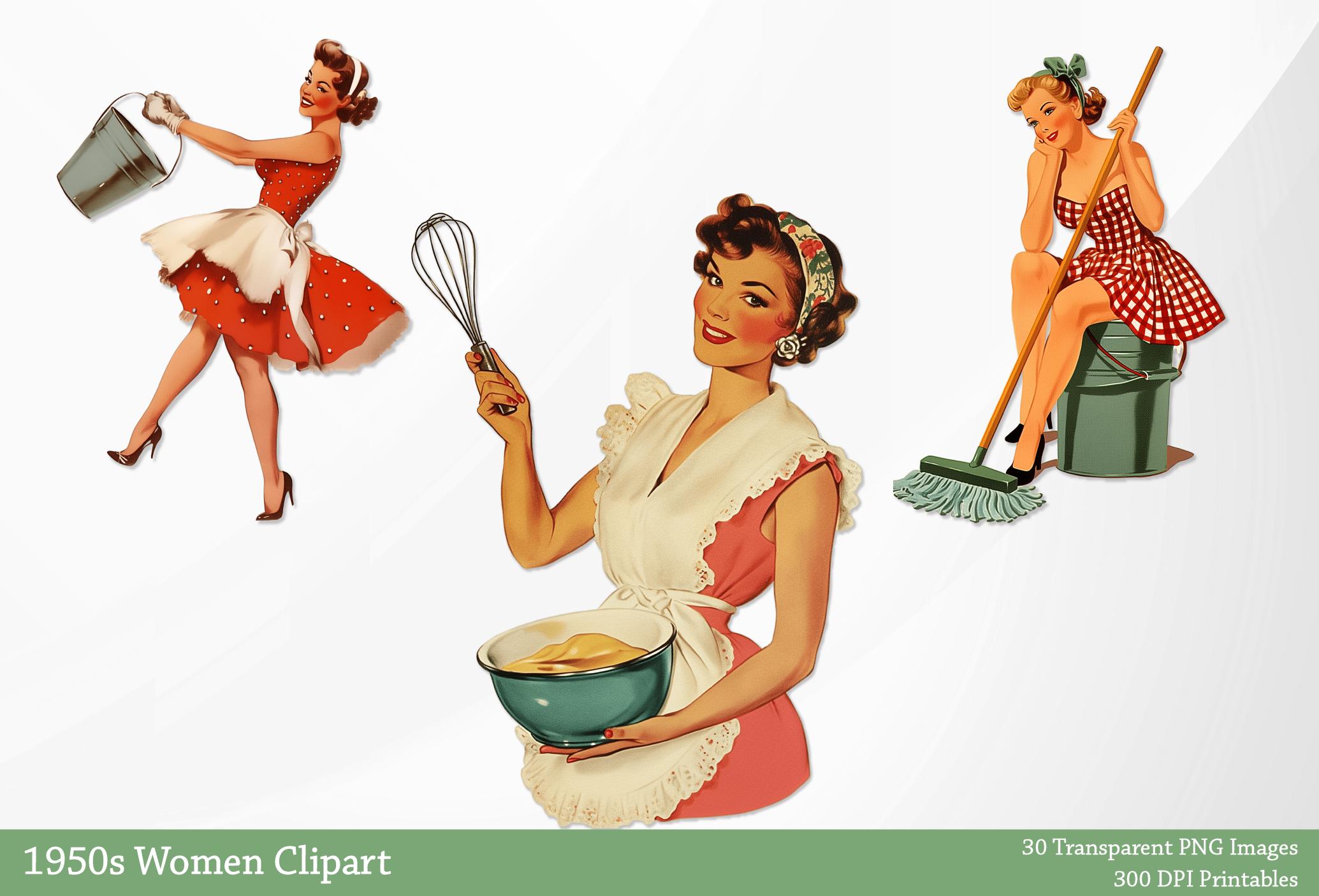 Vintage 1950s Women Image Bundle, Printable Retro 1950s Ladies ...