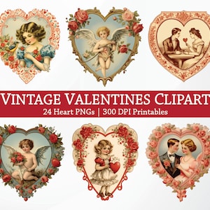 Clipart vintage do dia dos namorados PNG, imagens antigas de corações dos namorados vitorianos, download digital, gráficos vintage imprimíveis para cartões, Cupido