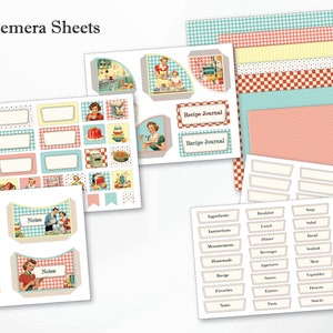 Retro Kitchen Recipe Junk Journal Kit, Fussy Cut, Vintage Scrapbook Kit ...