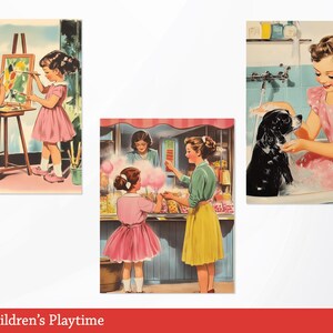 Paquete de imágenes vintage de juegos infantiles de los años 50, imágenes prediseñadas retro imprimibles, PNG de parque infantil, imágenes vintage para niños, collage de diario de recortes imagen 7