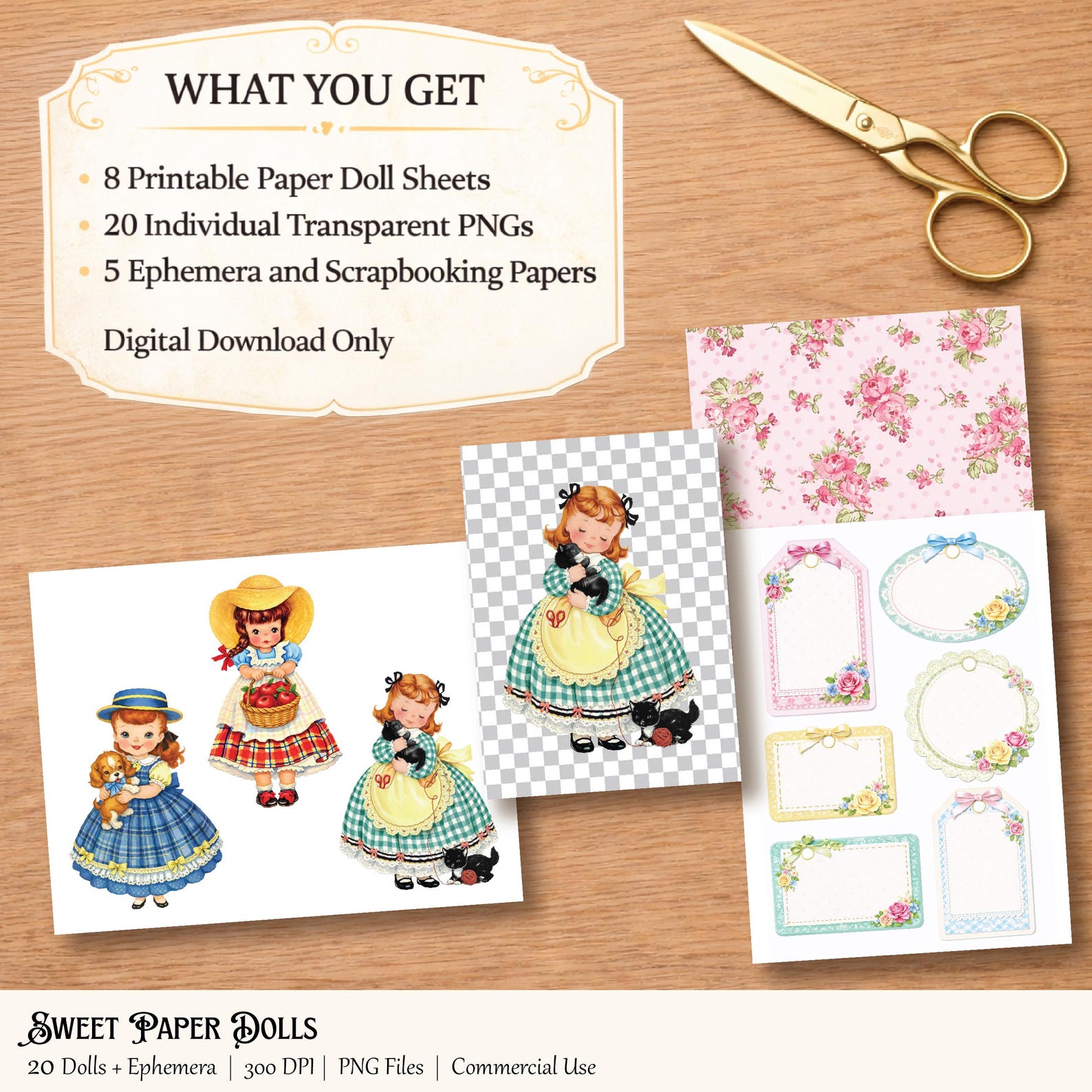 Spring Paper Dolls Little Miss Spring Paper Dolls Printable, 1950s Retro Paper Dolls Plus ...