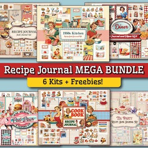 BESTSELLER BUNDLE Retro Kitchen Recipe Junk Journal Kit, Fussy Cut ...