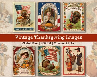 Images vintage de Thanksgiving, éphémères antiques de Thanksgiving, illustrations victoriennes, ensemble d'images d'art imprimable clipart