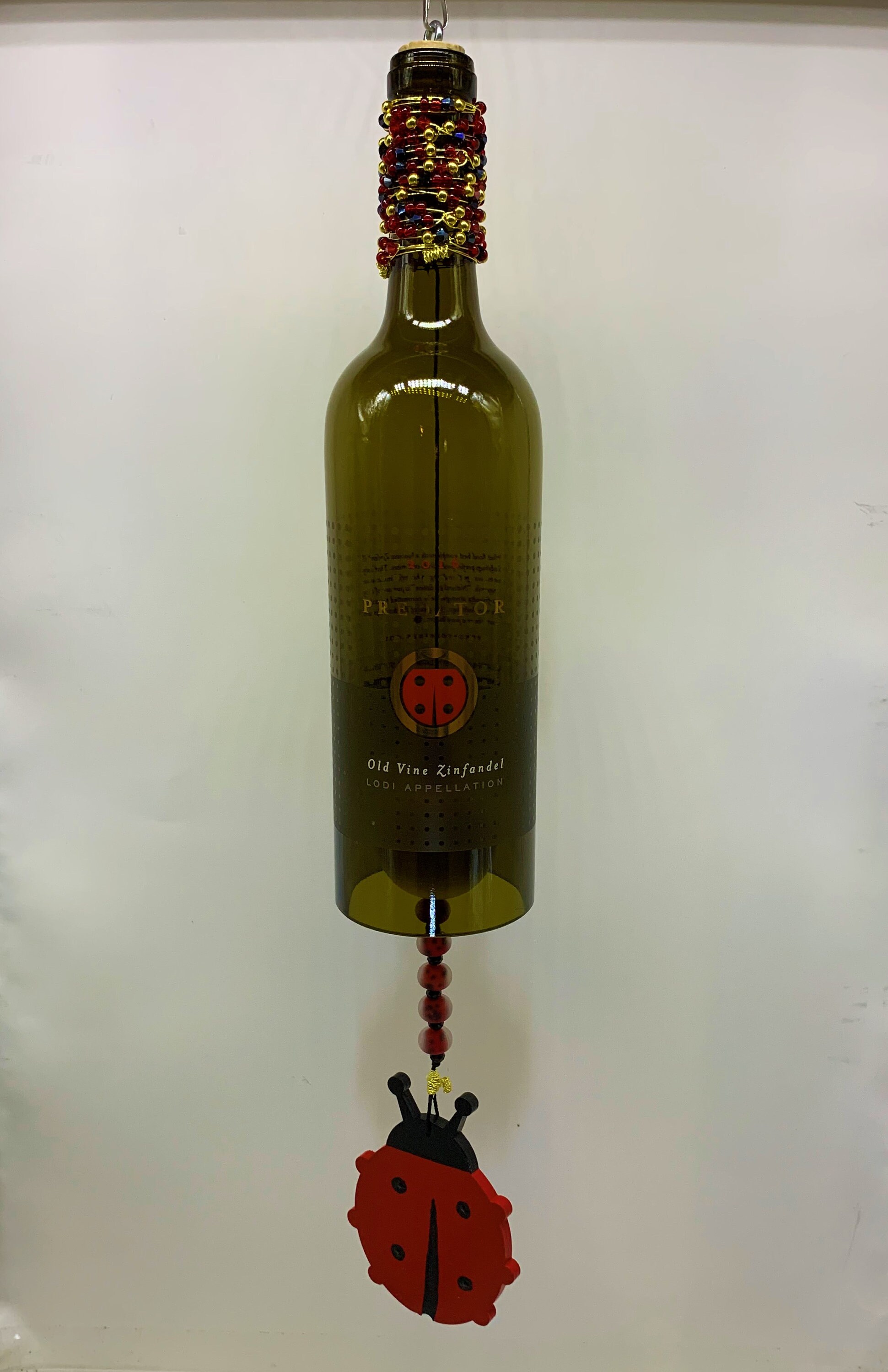 Ladybug Wine Bottle Wind Chime Predator Old Vine Zinfandel Etsy