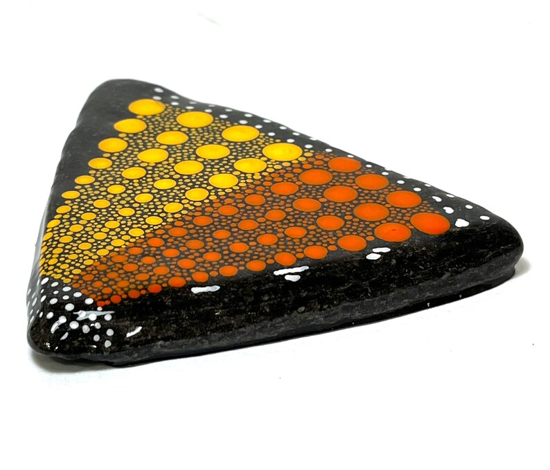 Triangular Painted Rocks Monarch Butterfly Painted Rock - Dot Painting - Etsy